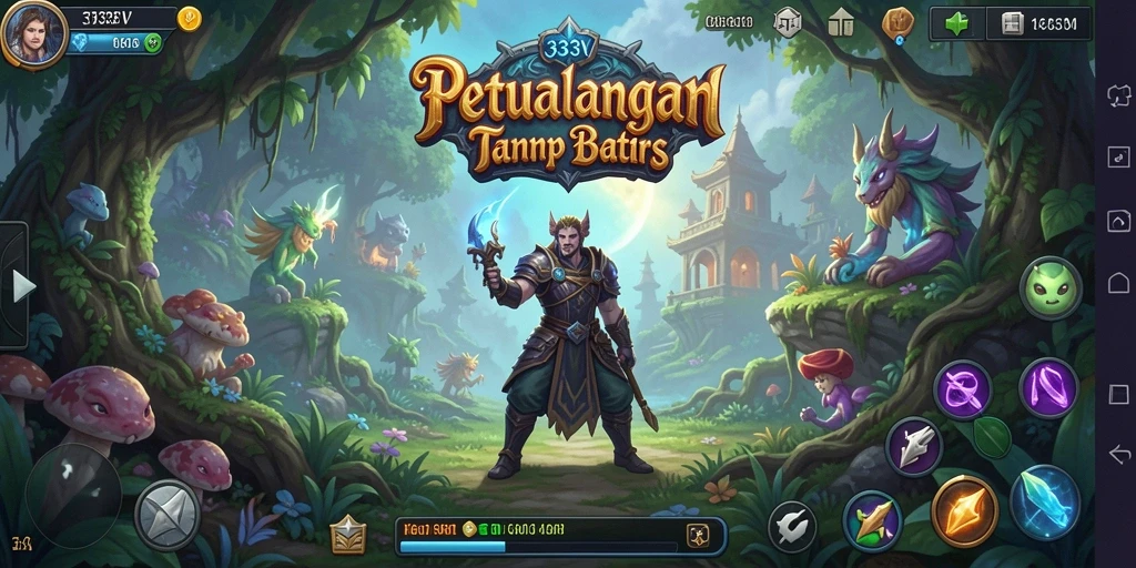 Tangkapan layar menampilkan pertempuran seru dalam dunia fantasi RPG.