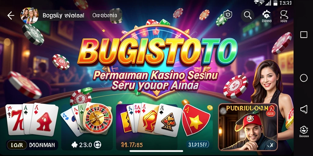 Screenshot utama BUGISTOTO menampilkan gameplay Kasino yang menarik.