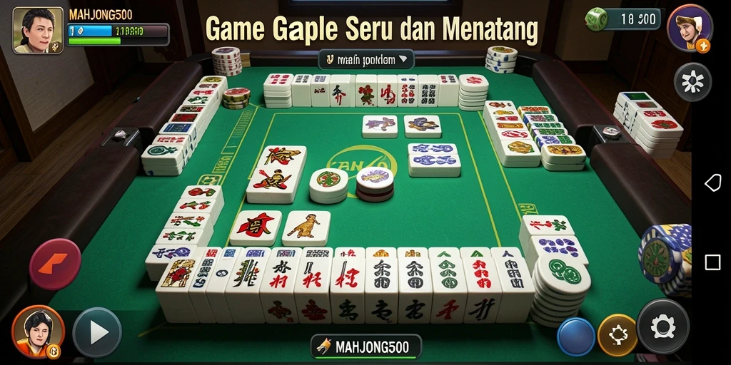 Tampilan gameplay menarik dari MAHJONG500 saat bermain Gaple.