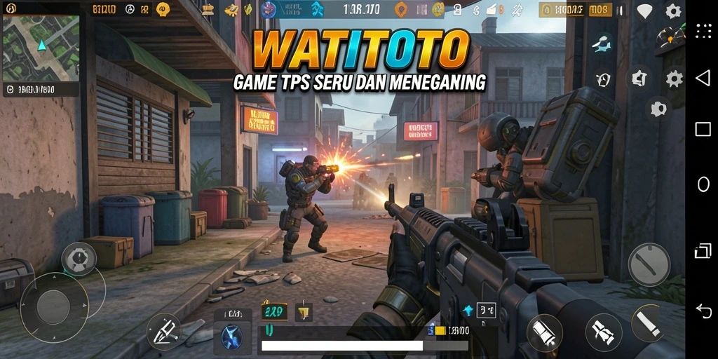 Screenshot aksi mendebarkan dalam WATITOTO dengan gameplay TPS intens.